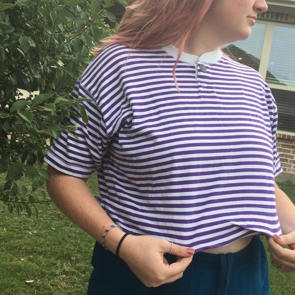Purple and white crop top